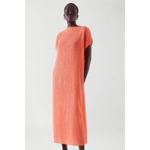COS Long Crinkled Orange Dress Size XS